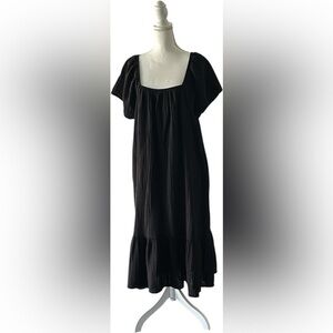 ✨ Black Cotton Madi  Dress with Pockets – Size XXL